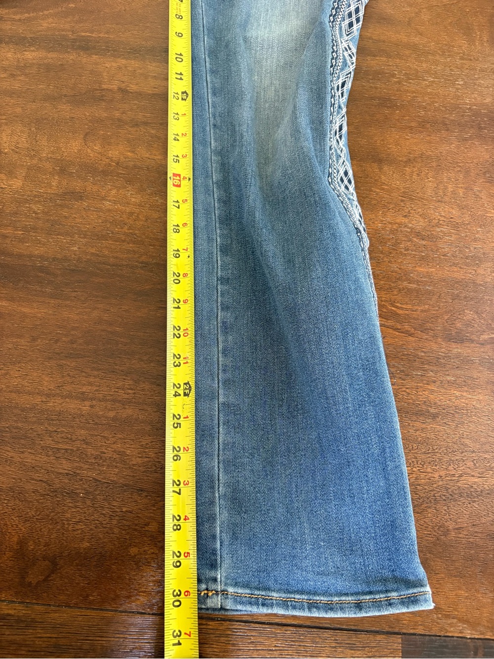 Driftwood Audrey Embroidered Aztec Boho Straight Jeans 30x31 (31x 30) Mid Rise - Picture 14 of 15